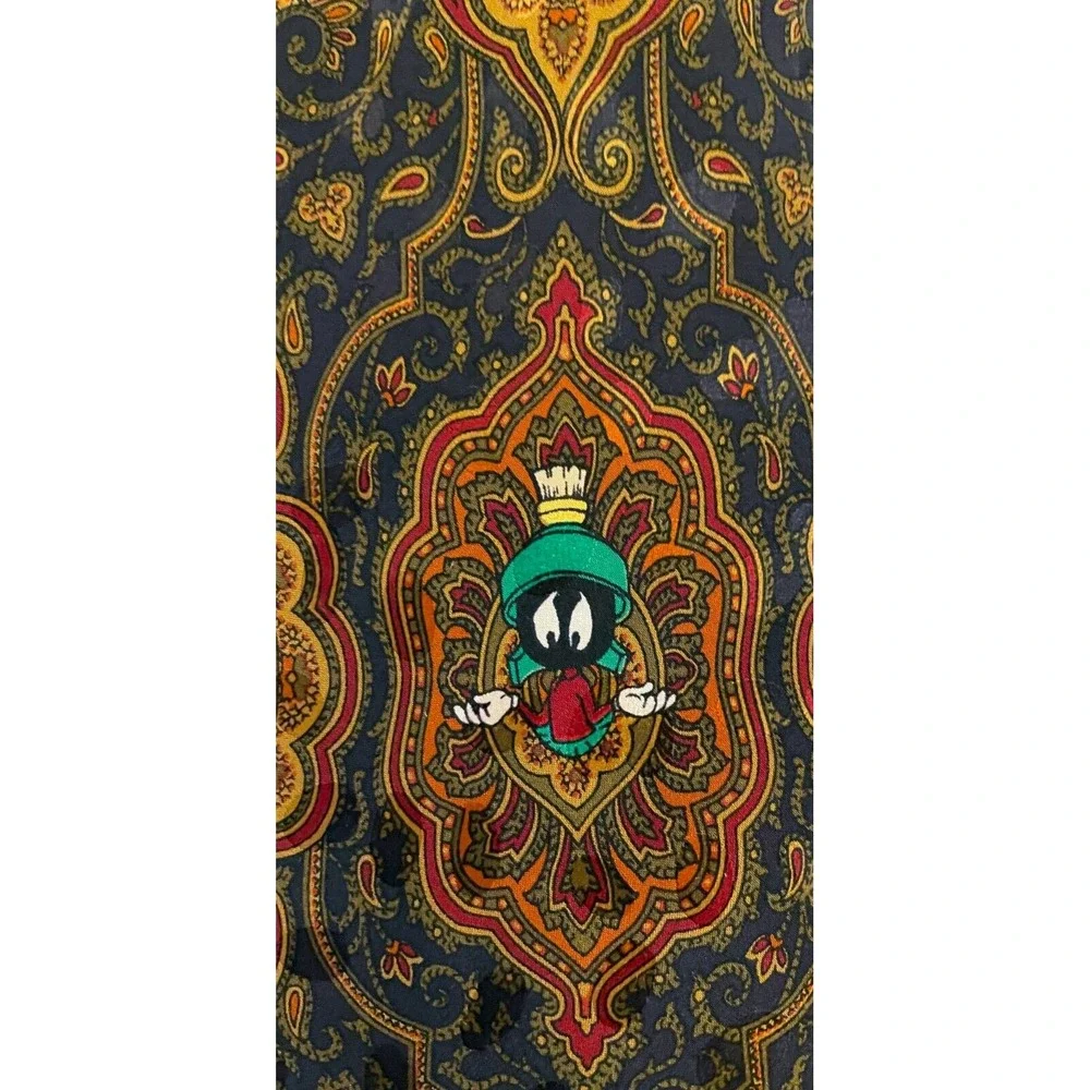 Looney Tunes Mania Men's Neck Tie One Size Brown Paisley Print 100% Silk